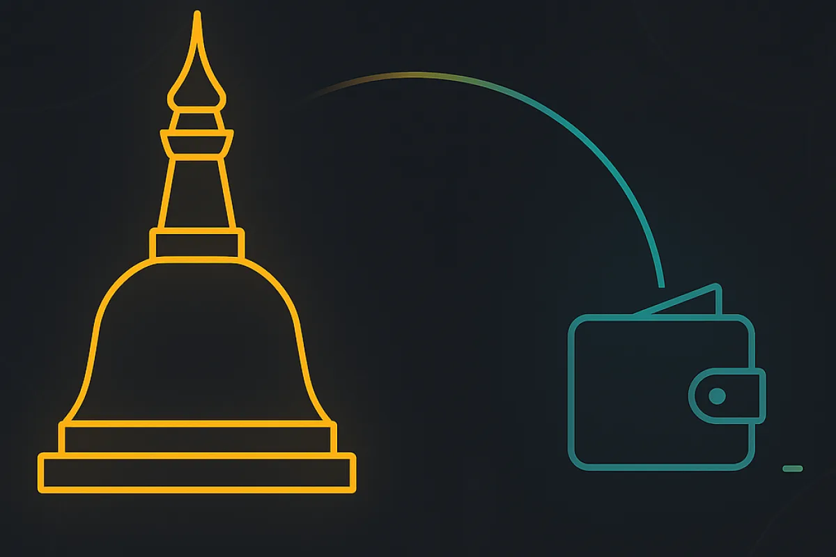 A Myanmar flag motif beside a restriction warning symbol