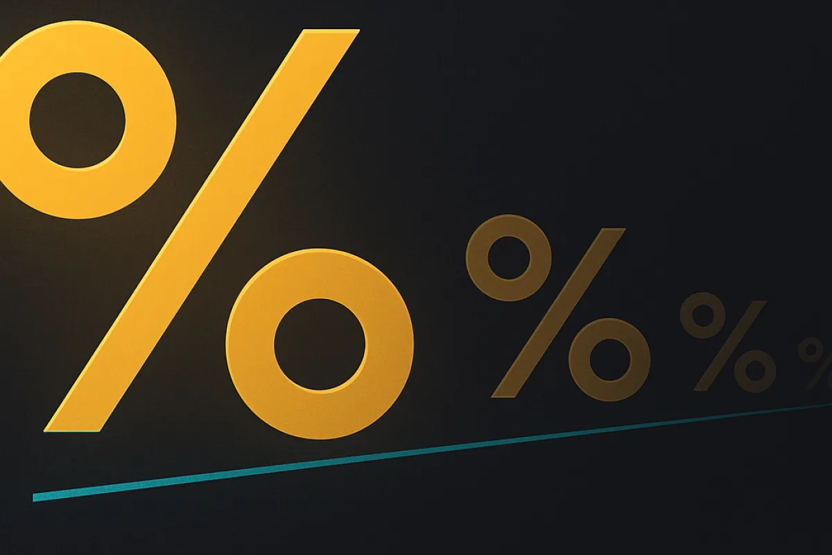 A percentage symbol shrinking to nothing against a flat zero baseline