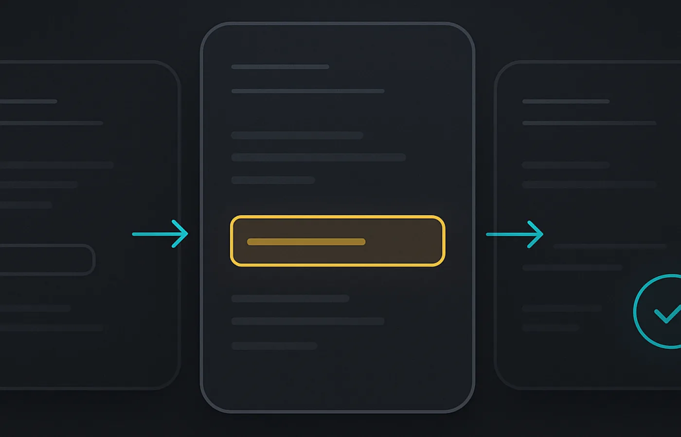 Three phone screens showing the registration form, the expanded referral field and the identity verification step